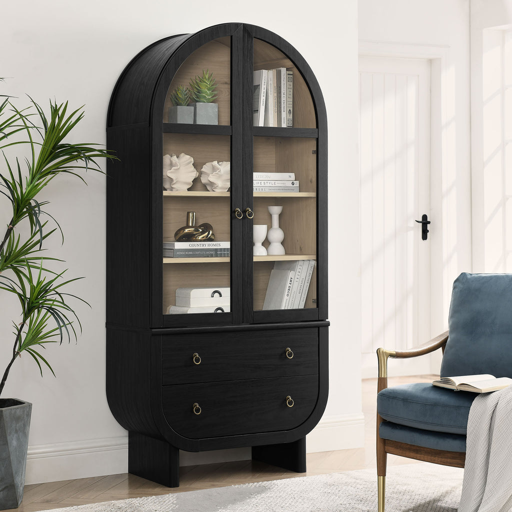 Nyx Arched Display Cabinet - Black Light Oak