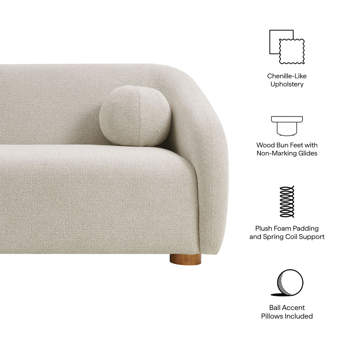 Holland 85" Chenille Fabric Sofa - Dove Gray
