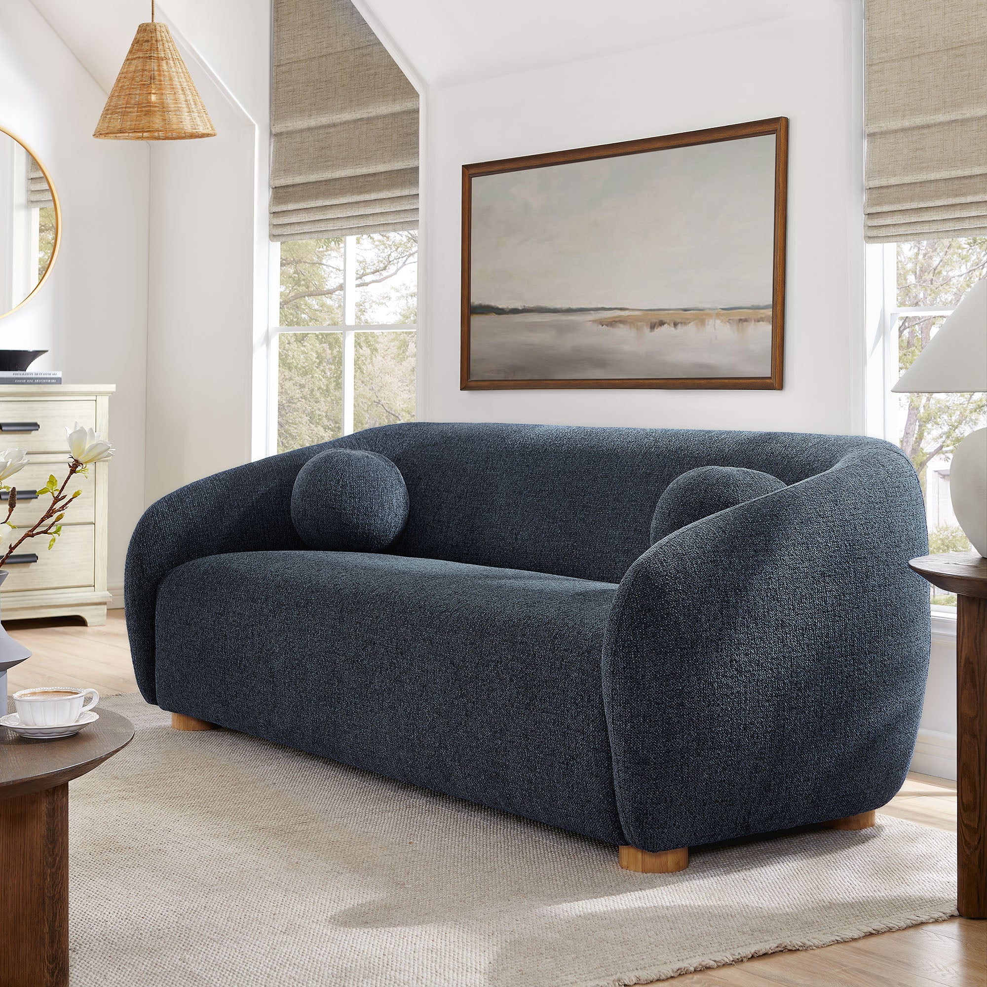 Holland 85" Chenille Fabric Sofa - Navy