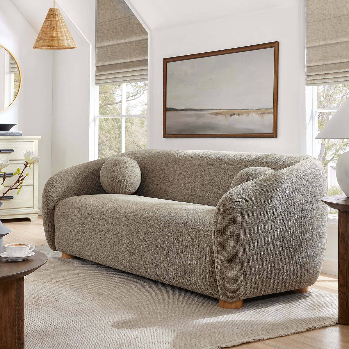 Holland 85" Chenille Fabric Sofa - Taupe