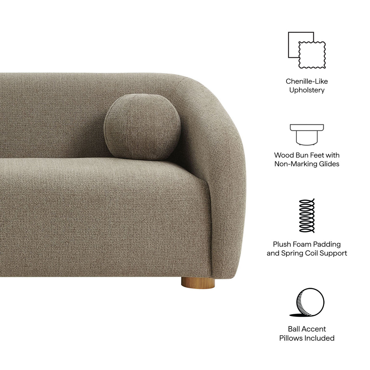 Holland 85" Chenille Fabric Sofa - Taupe