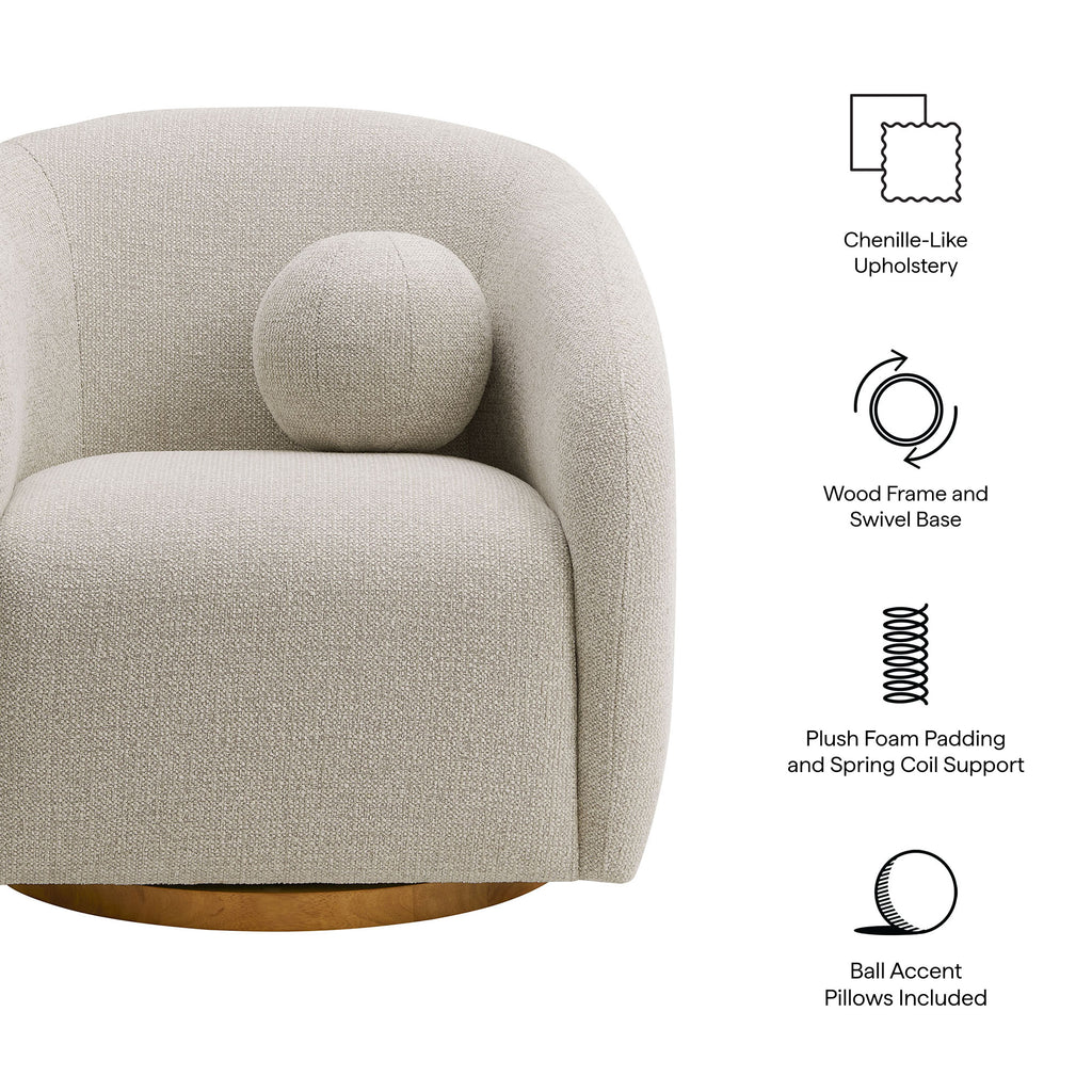 Holland Swivel Chenille Fabric Armchair - Dove Gray