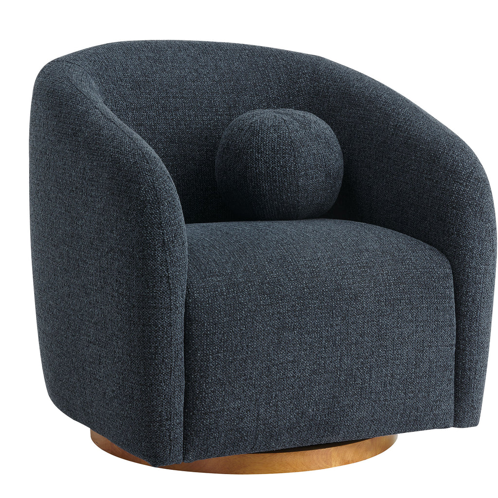 Holland Swivel Chenille Fabric Armchair - Navy