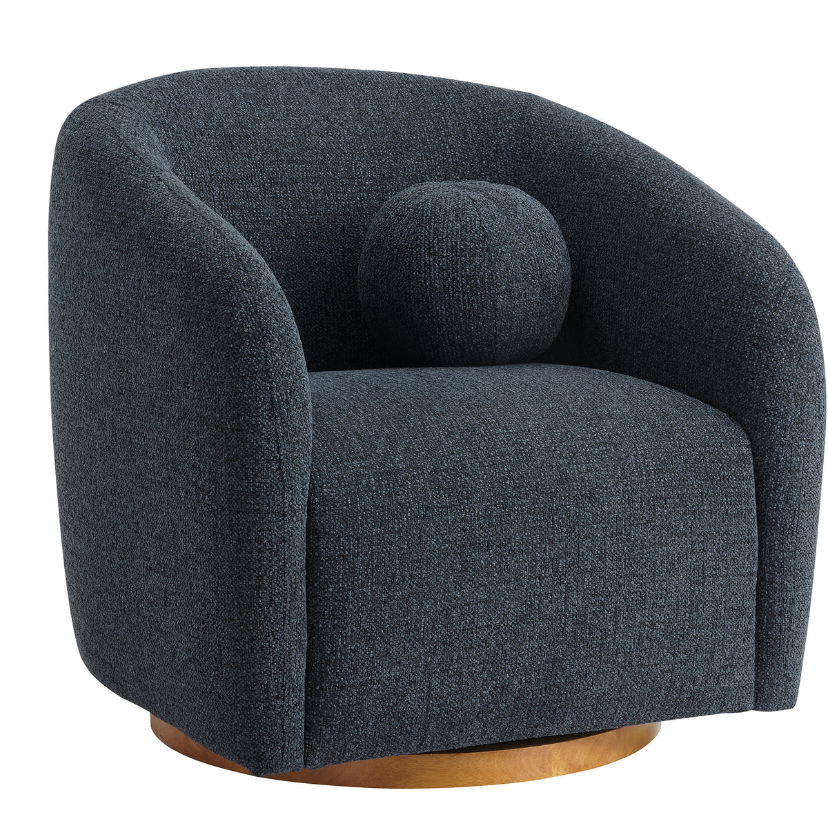 Holland Swivel Chenille Fabric Armchair - Navy