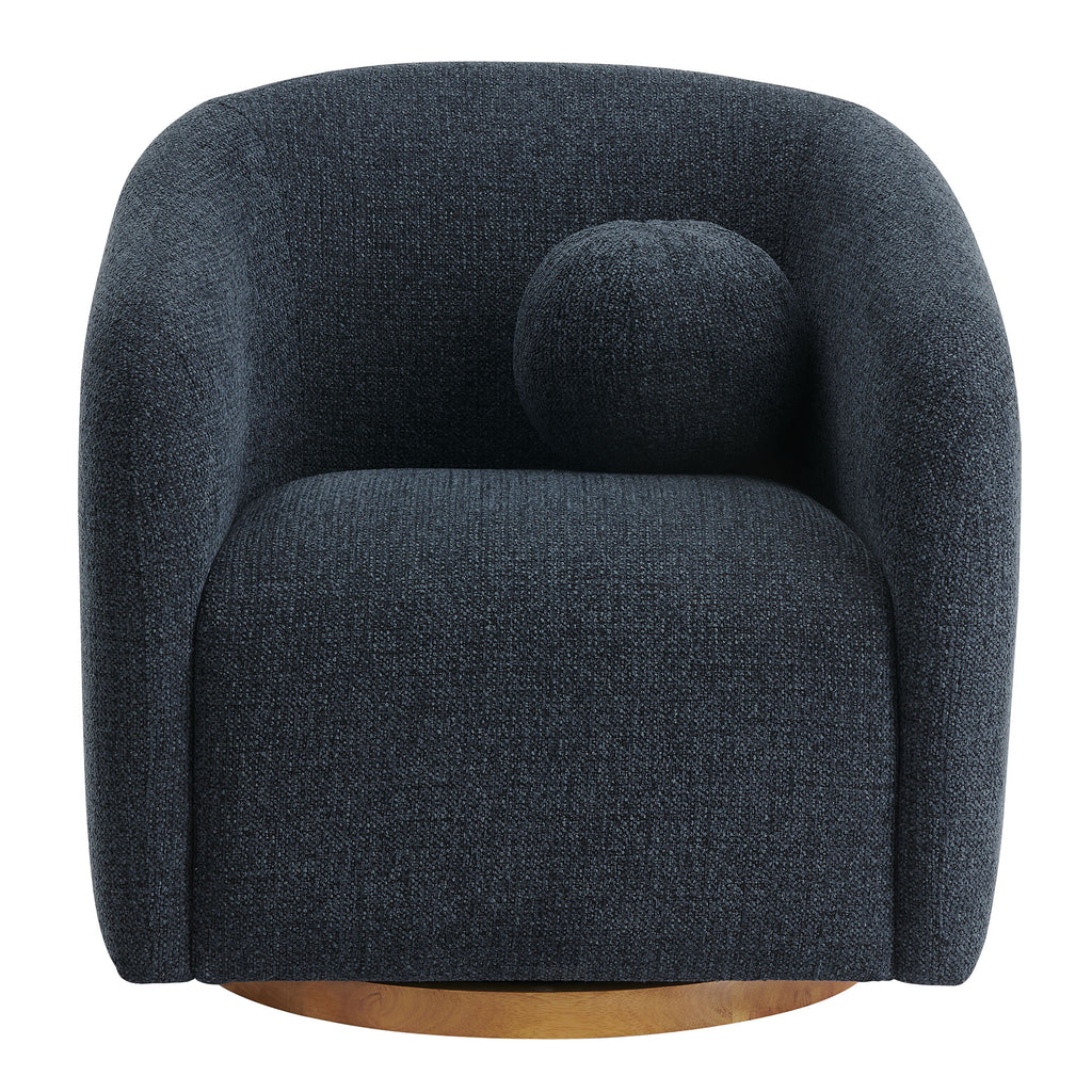 Holland Swivel Chenille Fabric Armchair - Navy