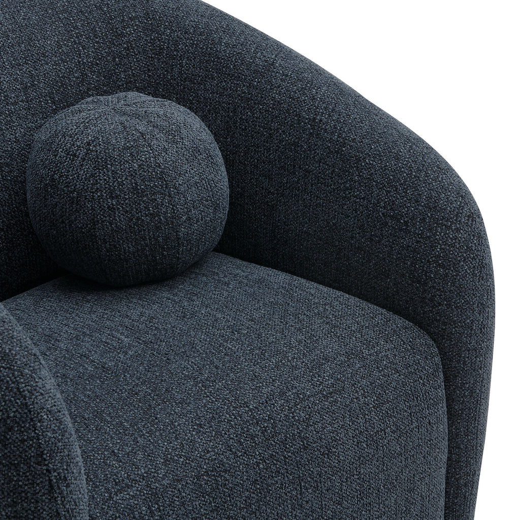 Holland Swivel Chenille Fabric Armchair - Navy