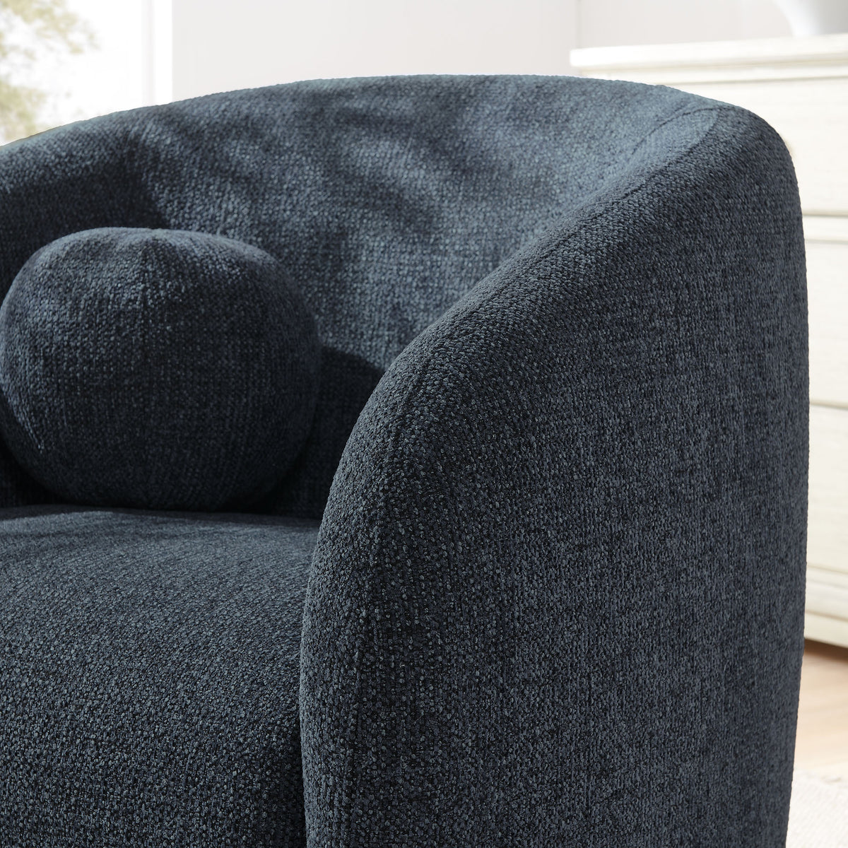 Holland Swivel Chenille Fabric Armchair - Navy