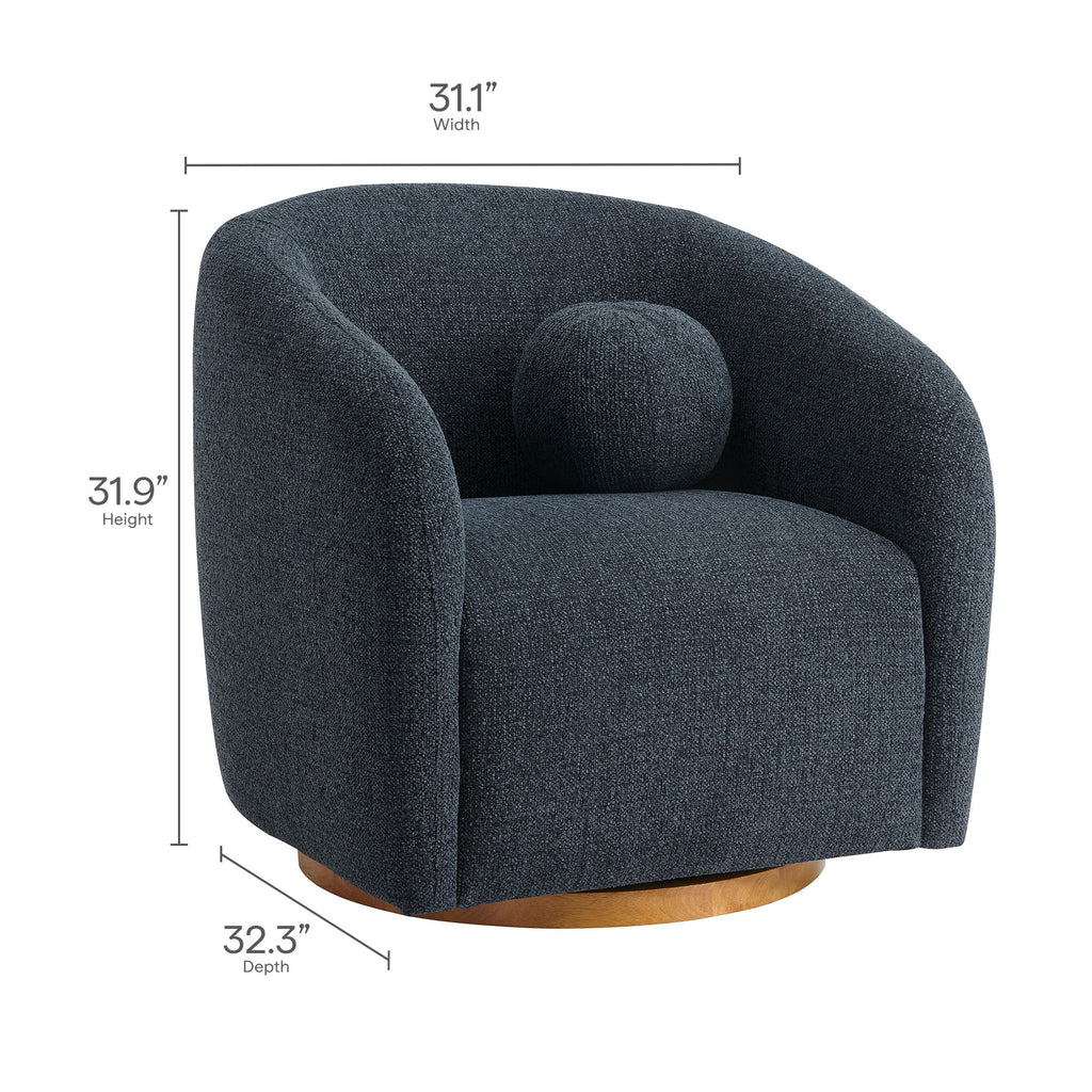 Holland Swivel Chenille Fabric Armchair - Navy