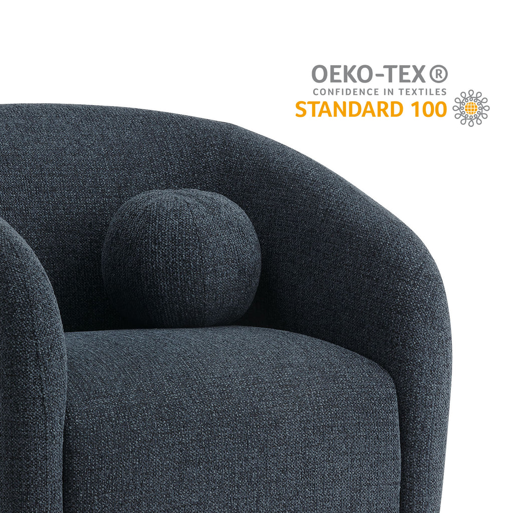 Holland Swivel Chenille Fabric Armchair - Navy