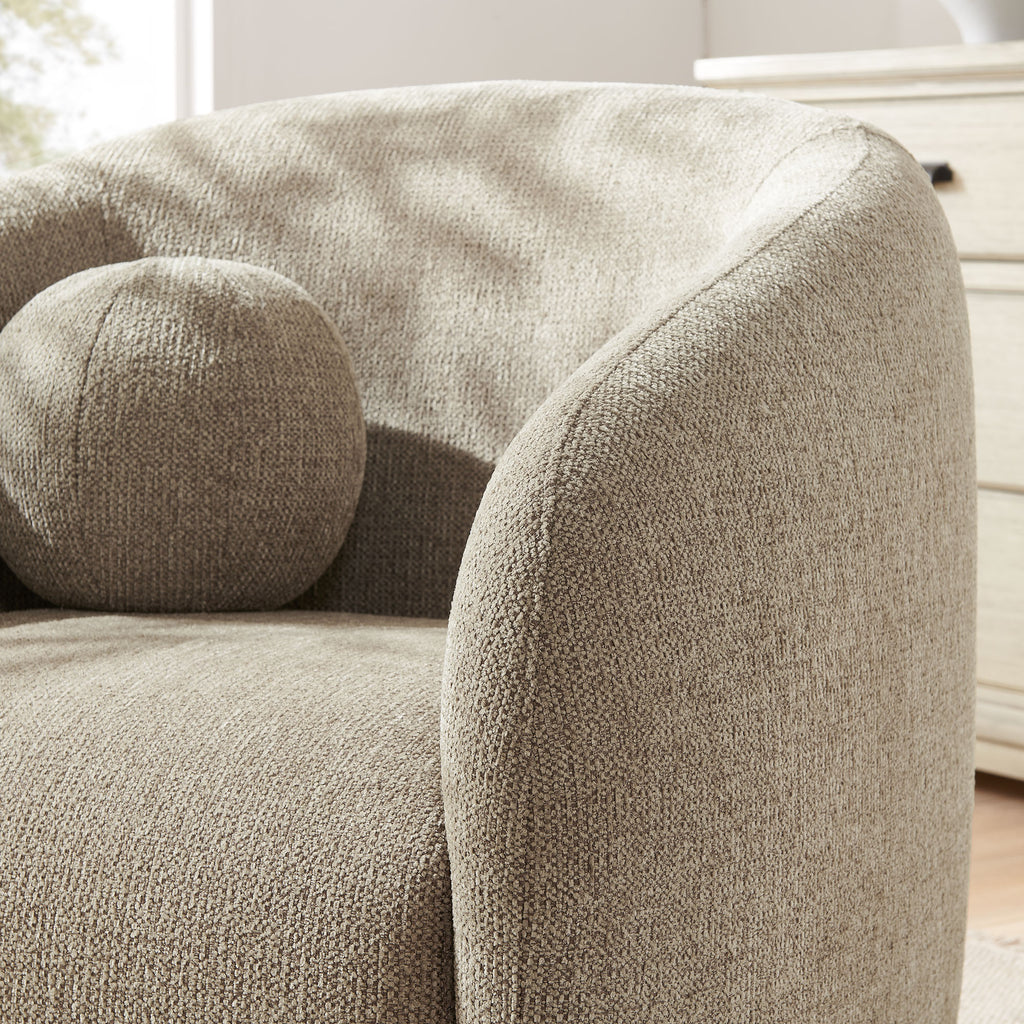 Holland Swivel Chenille Fabric Armchair - Taupe