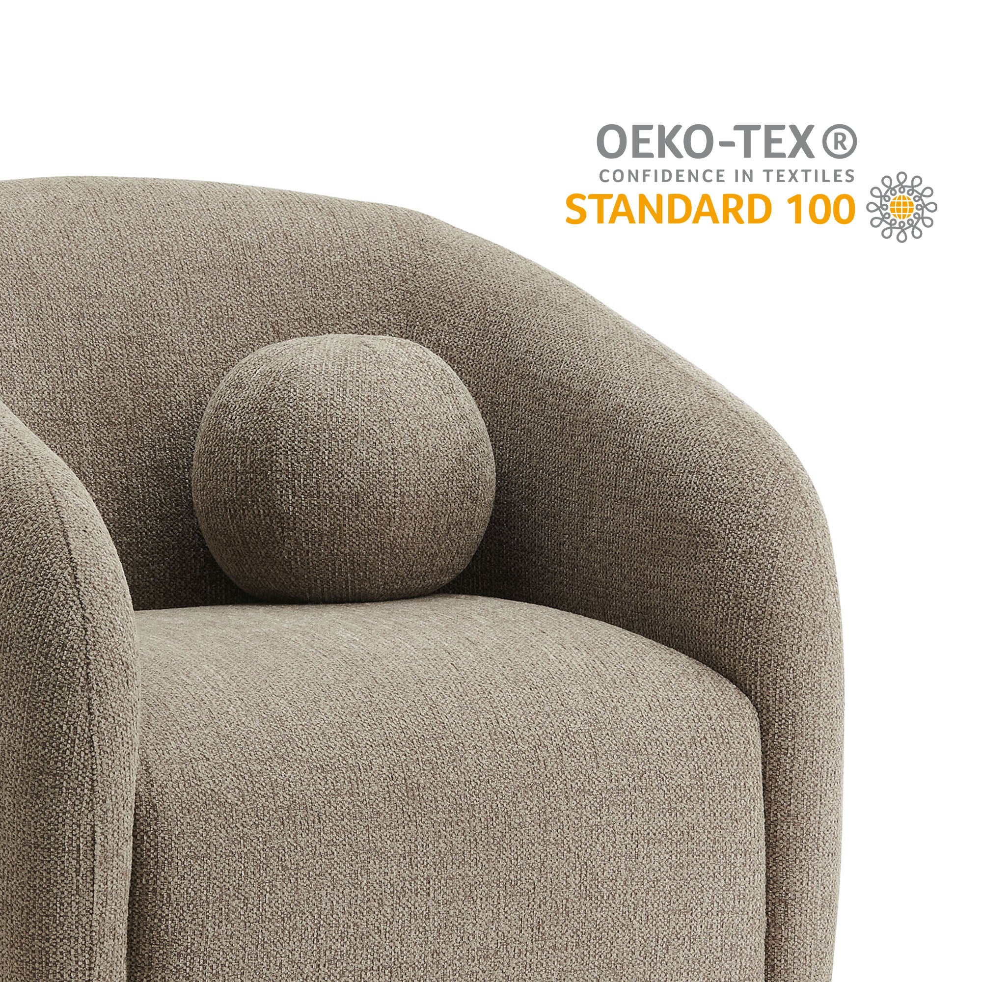 Holland Swivel Chenille Fabric Armchair - Taupe