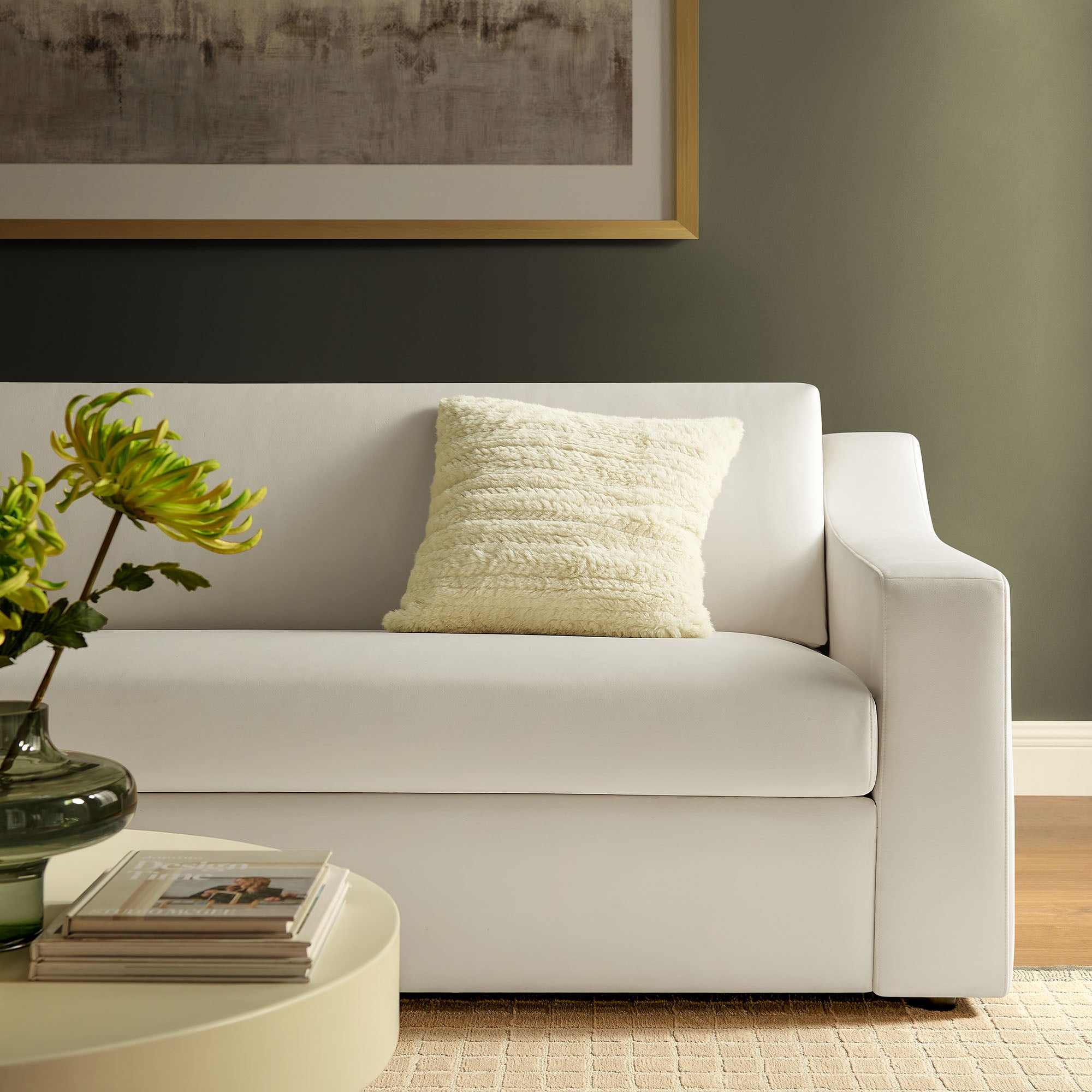 Liora Performance Velvet Sofa - Alabaster