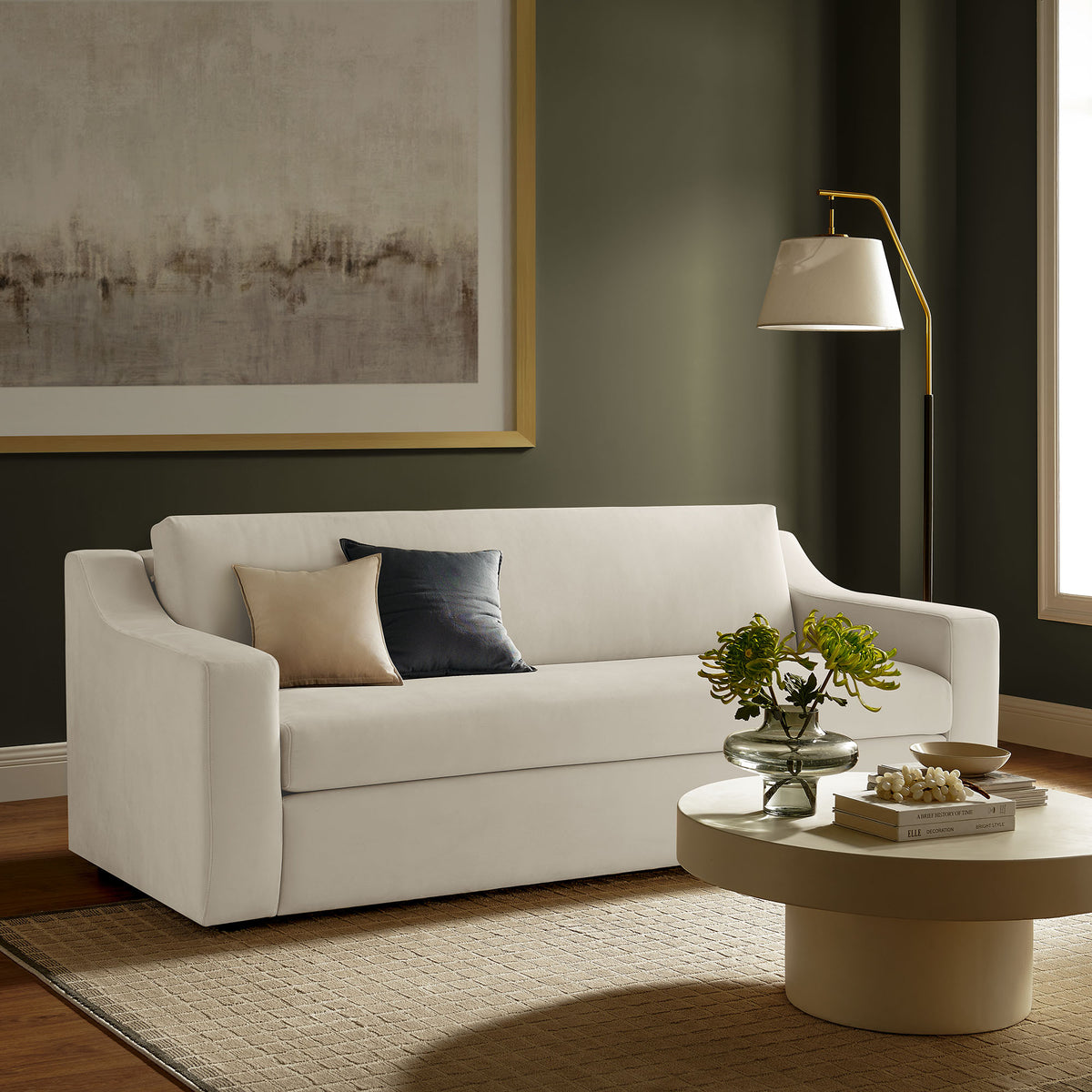 Liora Performance Velvet Sofa - Alabaster