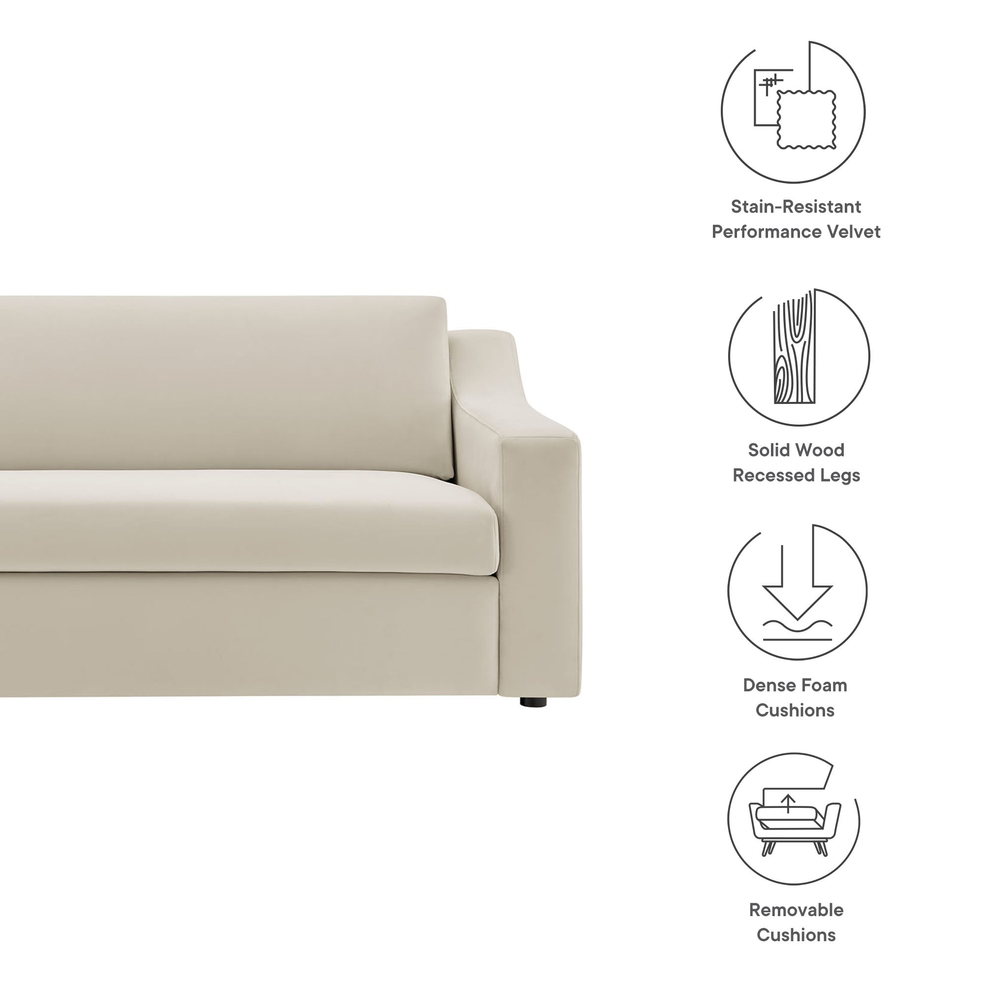 Liora Performance Velvet Sofa - Alabaster