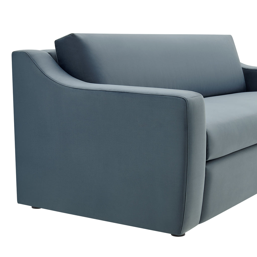 Liora Performance Velvet Sofa - Cadet Blue