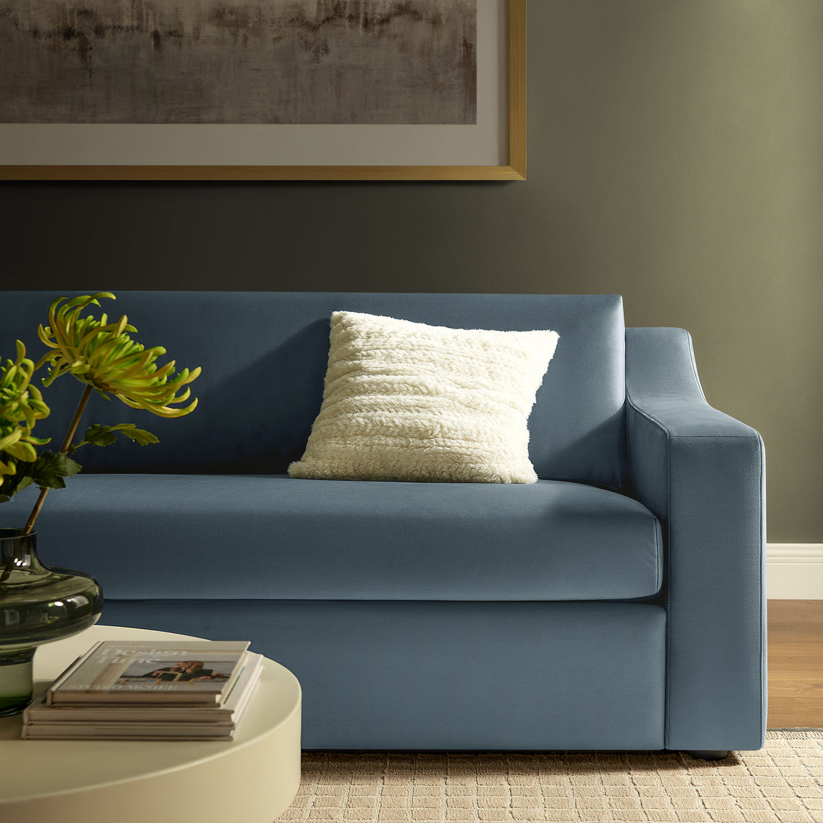 Liora Performance Velvet Sofa - Cadet Blue