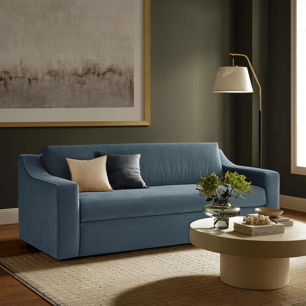Liora Performance Velvet Sofa - Cadet Blue