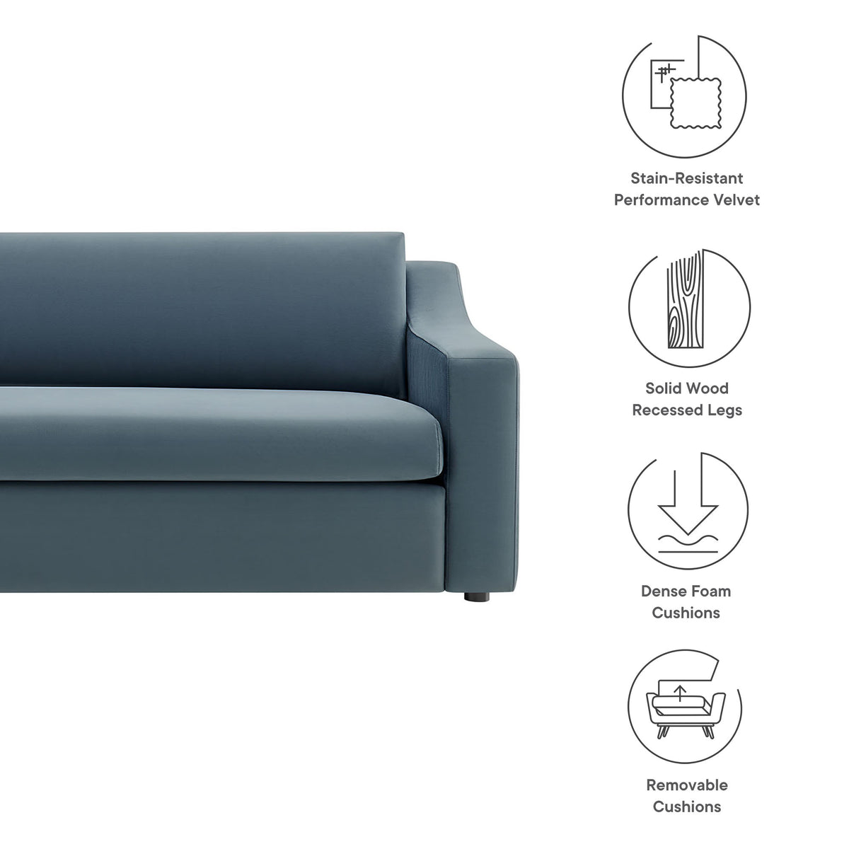 Liora Performance Velvet Sofa - Cadet Blue