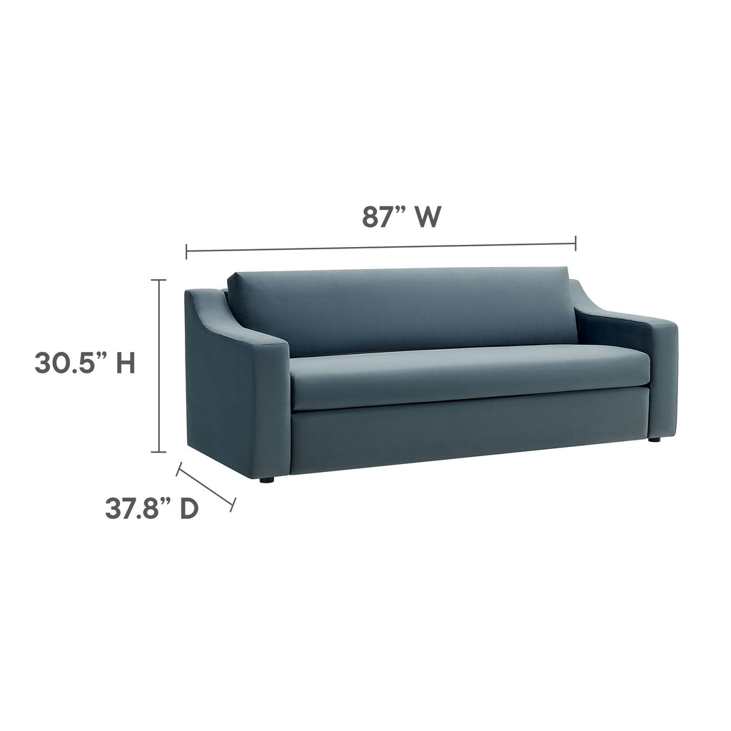 Liora Performance Velvet Sofa - Cadet Blue