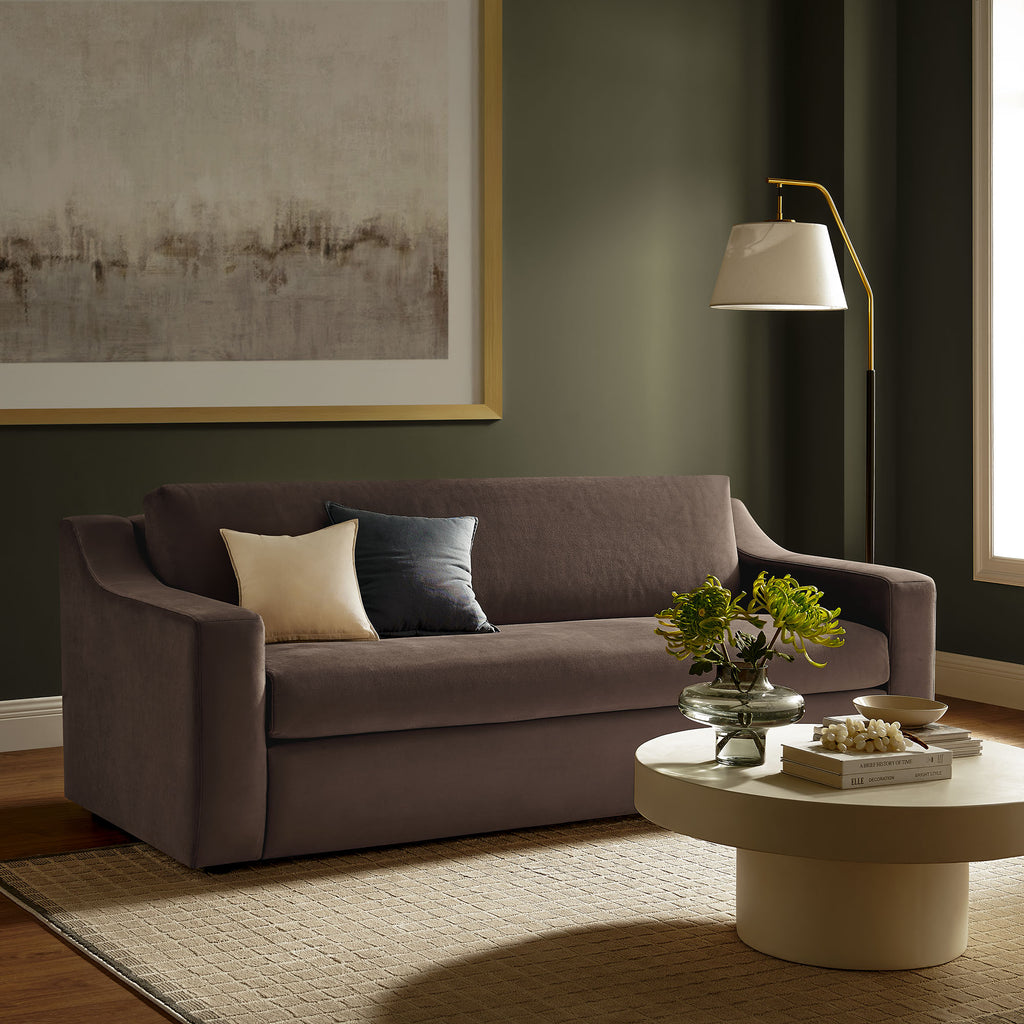 Liora Performance Velvet Sofa - Chocolate Brown
