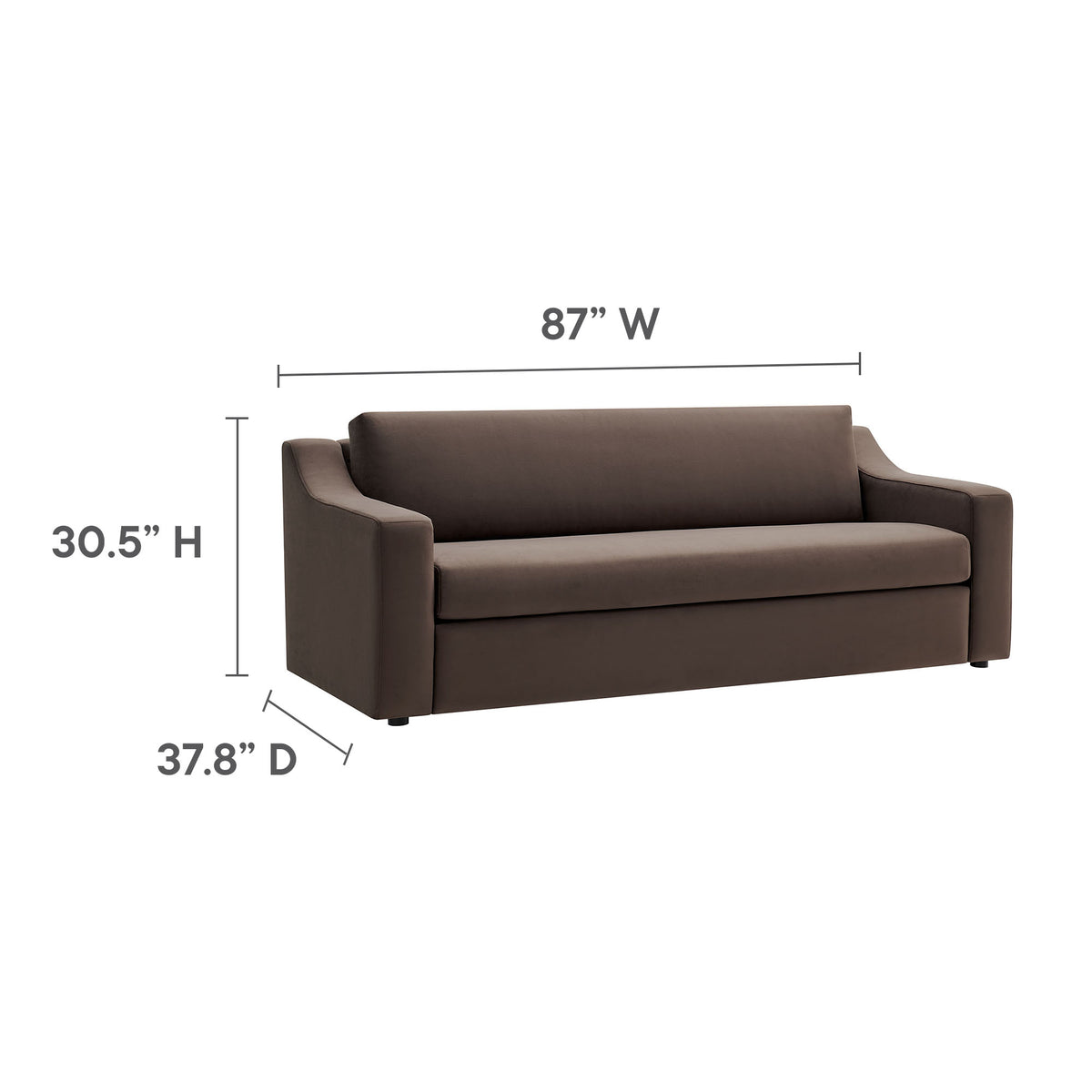 Liora Performance Velvet Sofa - Chocolate Brown