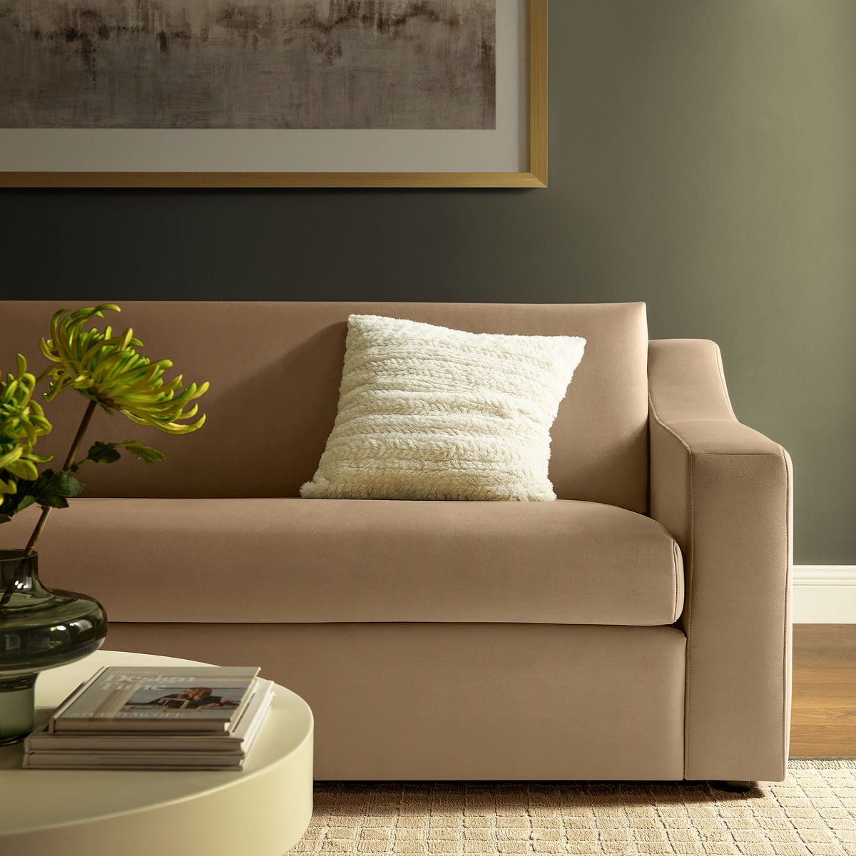 Liora Performance Velvet Sofa - Taupe