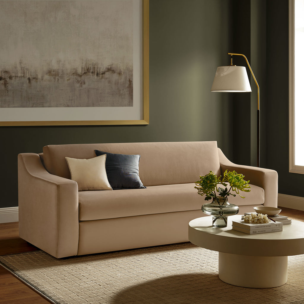 Liora Performance Velvet Sofa - Taupe