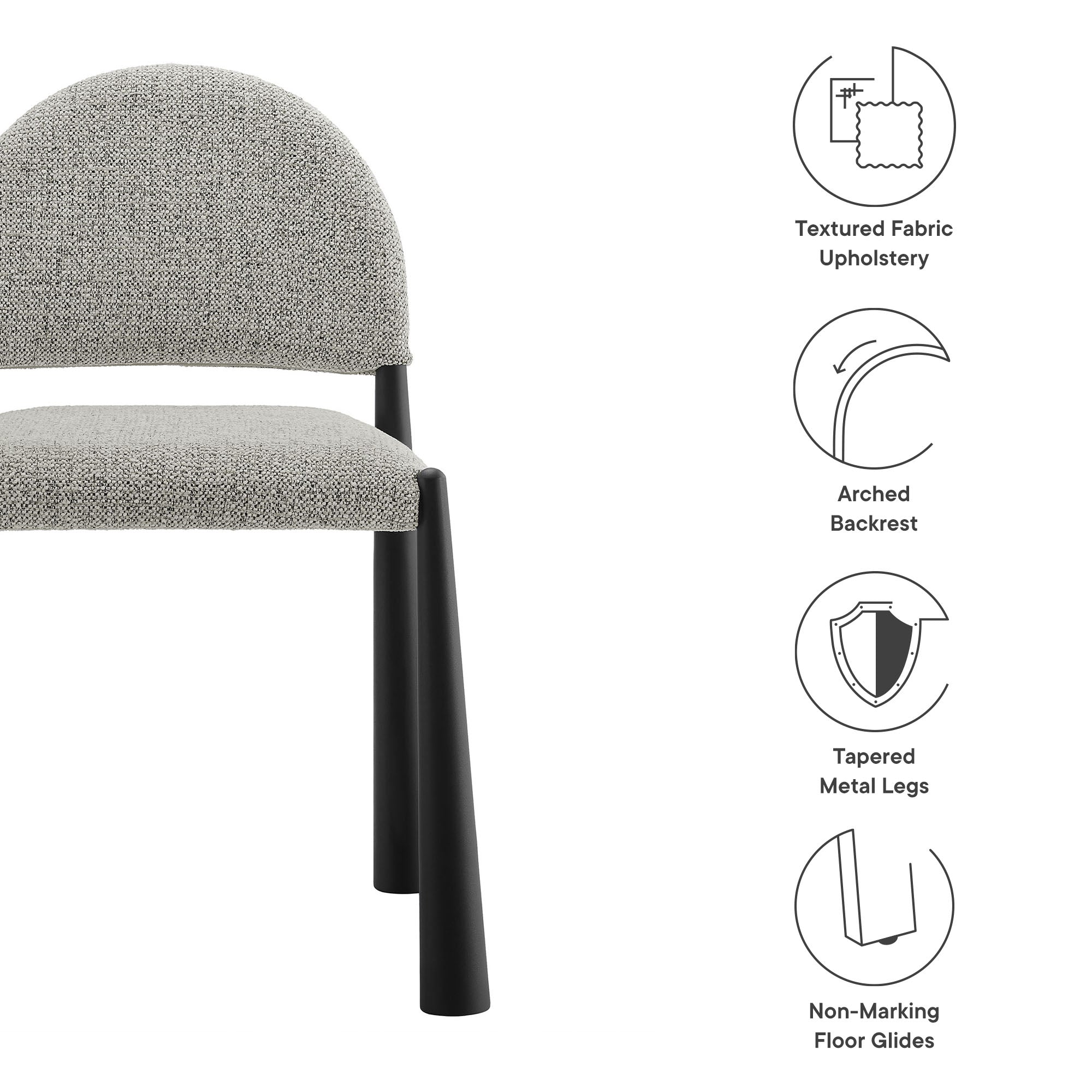 Hayley Upholstered Fabric Dining Side Chair - Black Camel