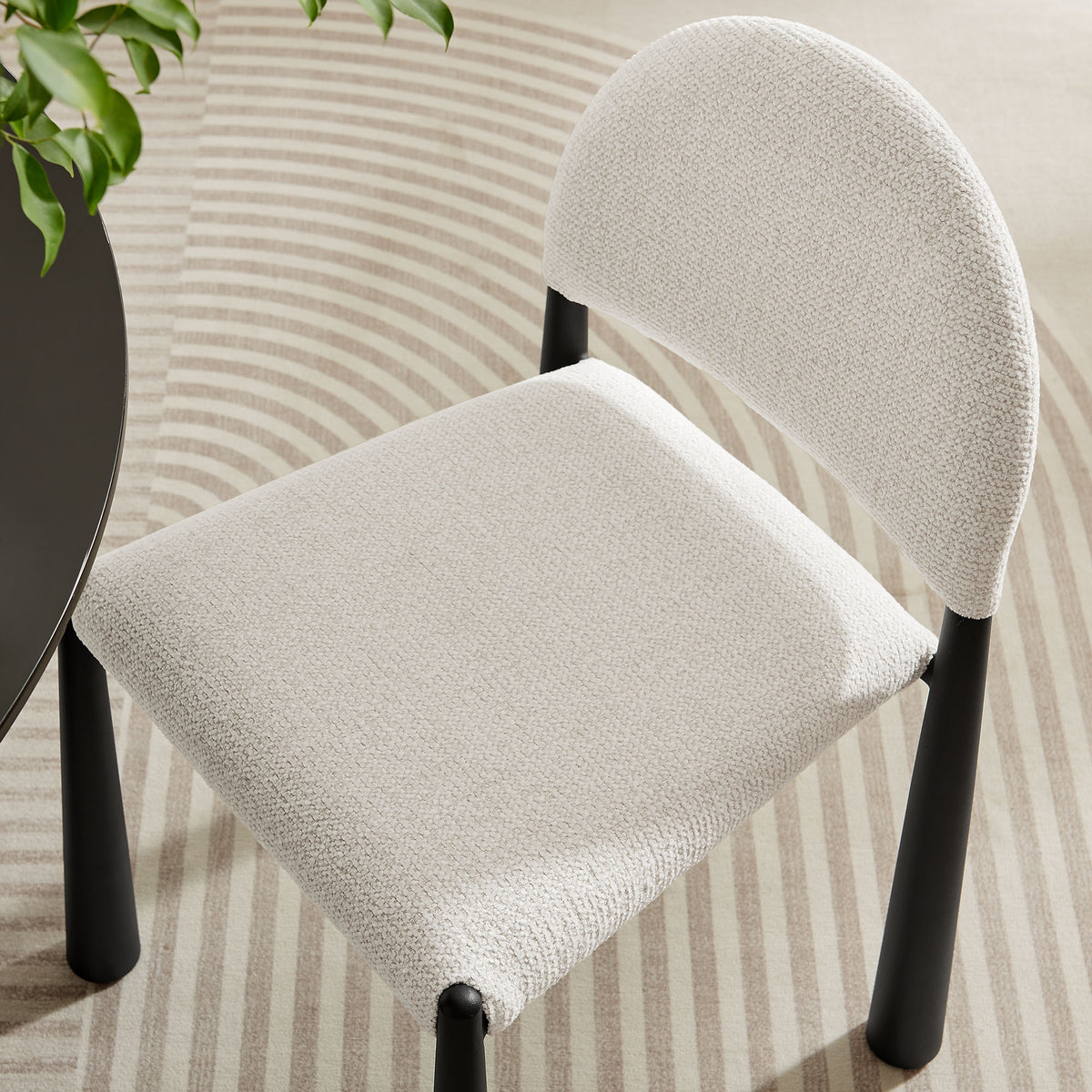 Hayley Upholstered Fabric Dining Side Chair - Black Cream