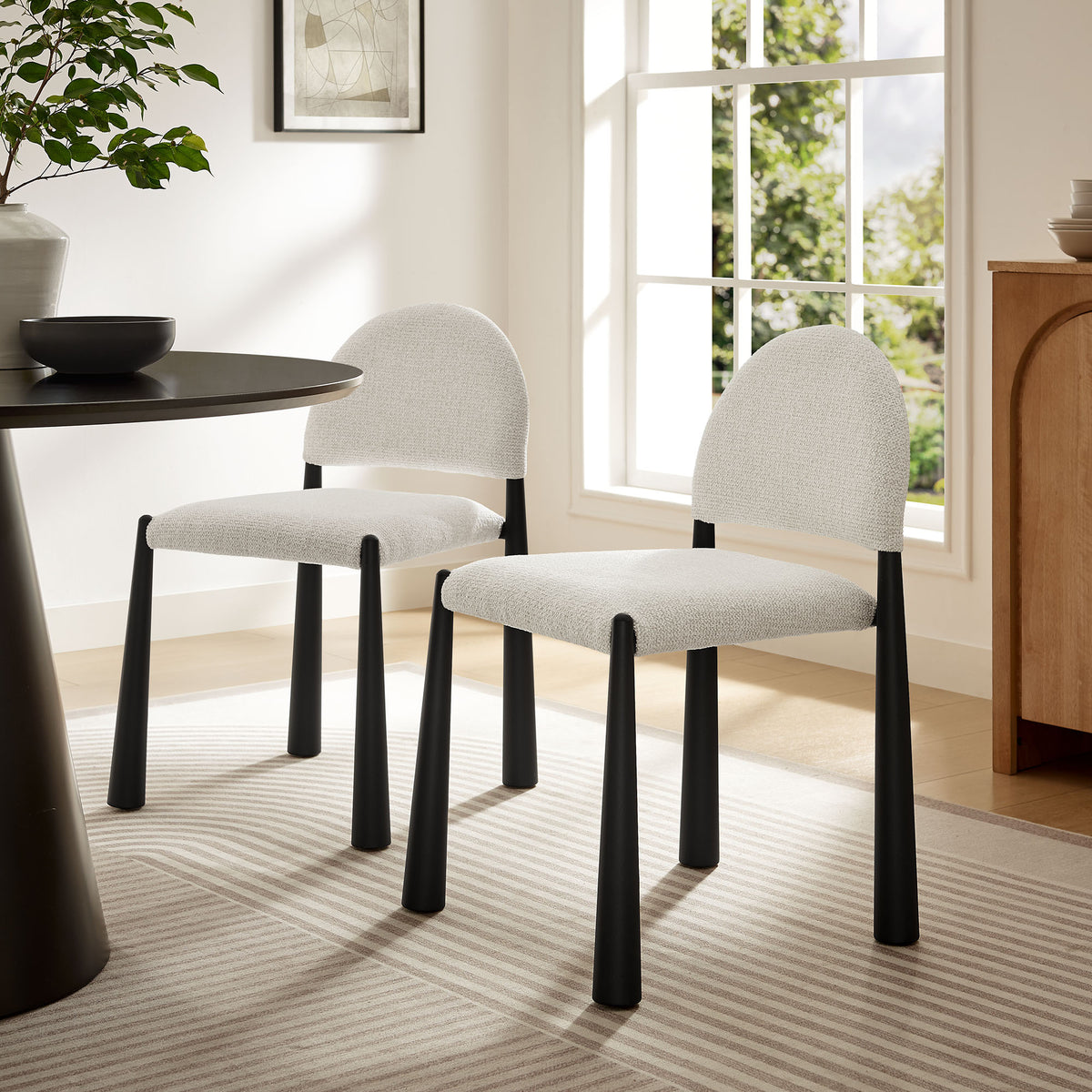 Hayley Upholstered Fabric Dining Side Chair - Black Cream