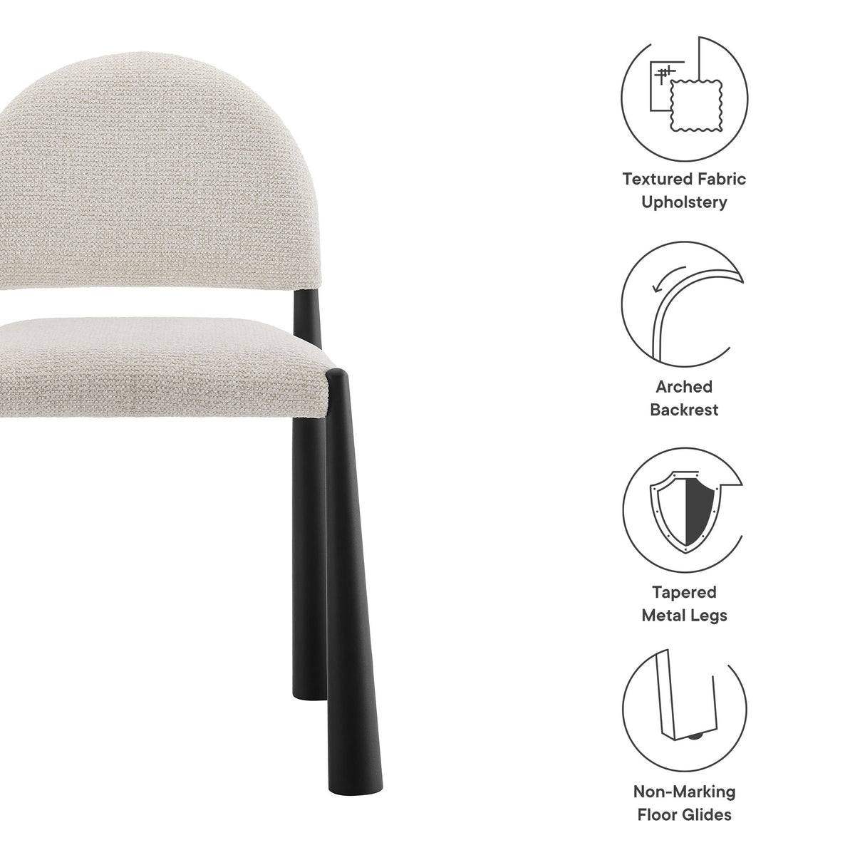 Hayley Upholstered Fabric Dining Side Chair - Black Cream