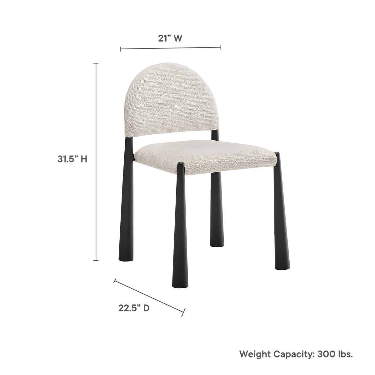 Hayley Upholstered Fabric Dining Side Chair - Black Cream