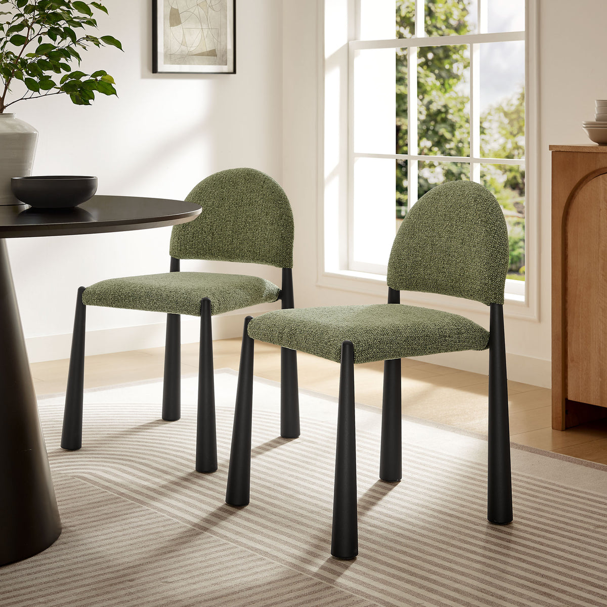 Hayley Upholstered Fabric Dining Side Chair - Black Leaf