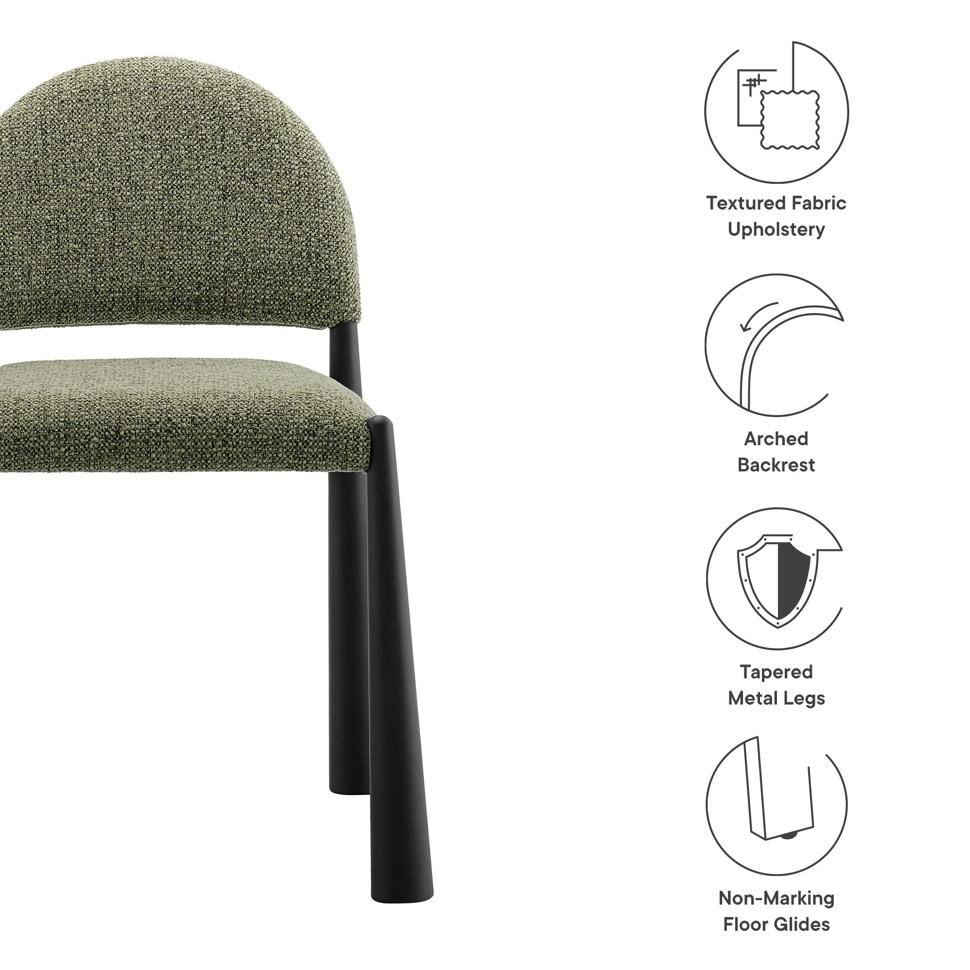 Hayley Upholstered Fabric Dining Side Chair - Black Leaf