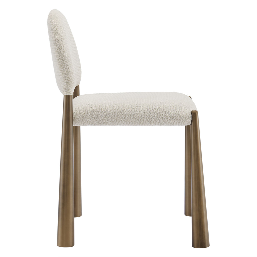 Hayley Upholstered Fabric Dining Side Chair - Brass Cream