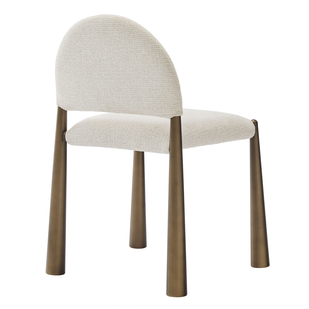 Hayley Upholstered Fabric Dining Side Chair - Brass Cream