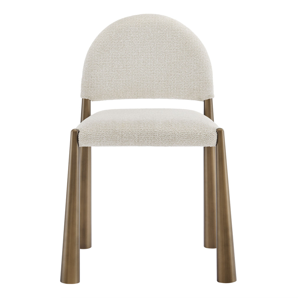 Hayley Upholstered Fabric Dining Side Chair - Brass Cream