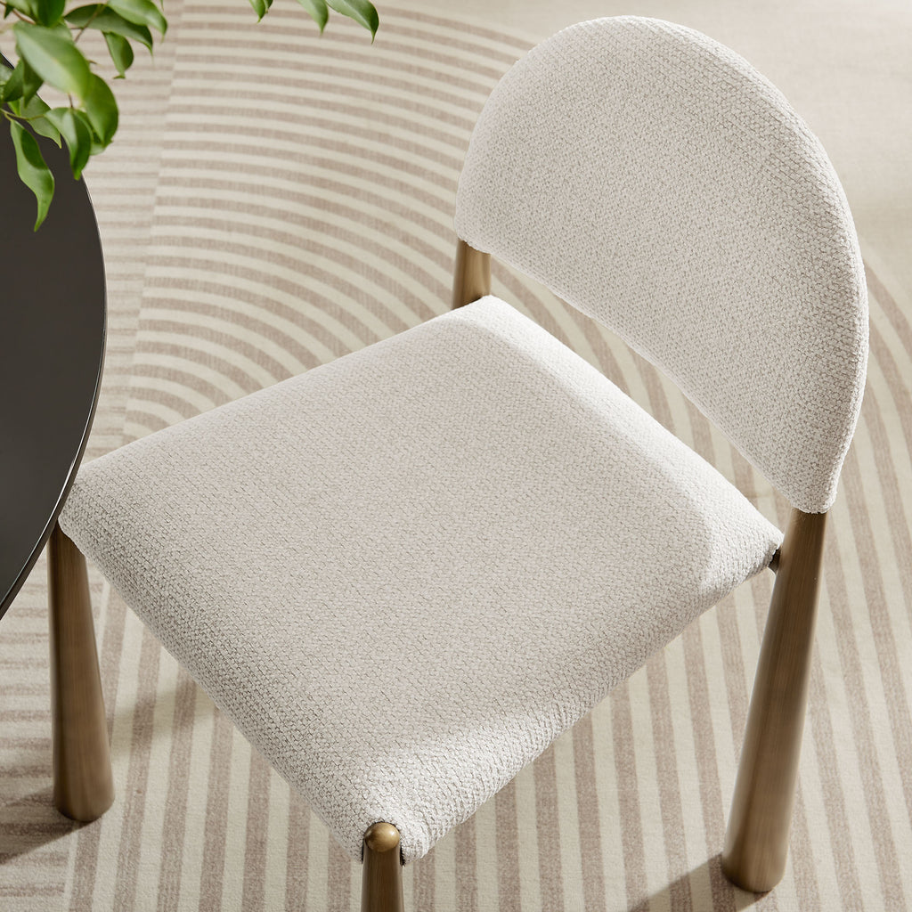 Hayley Upholstered Fabric Dining Side Chair - Brass Cream