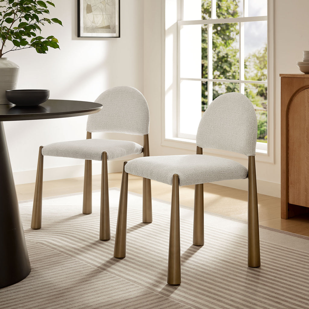 Hayley Upholstered Fabric Dining Side Chair - Brass Cream