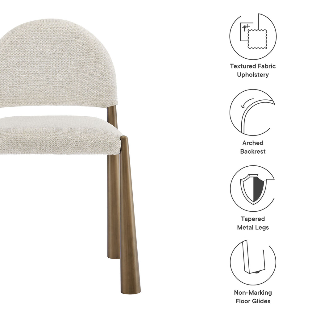 Hayley Upholstered Fabric Dining Side Chair - Brass Cream