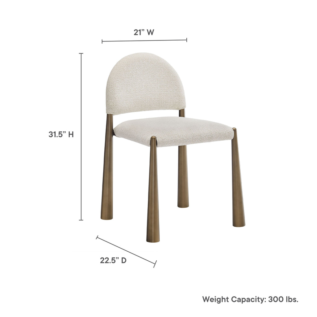 Hayley Upholstered Fabric Dining Side Chair - Brass Cream