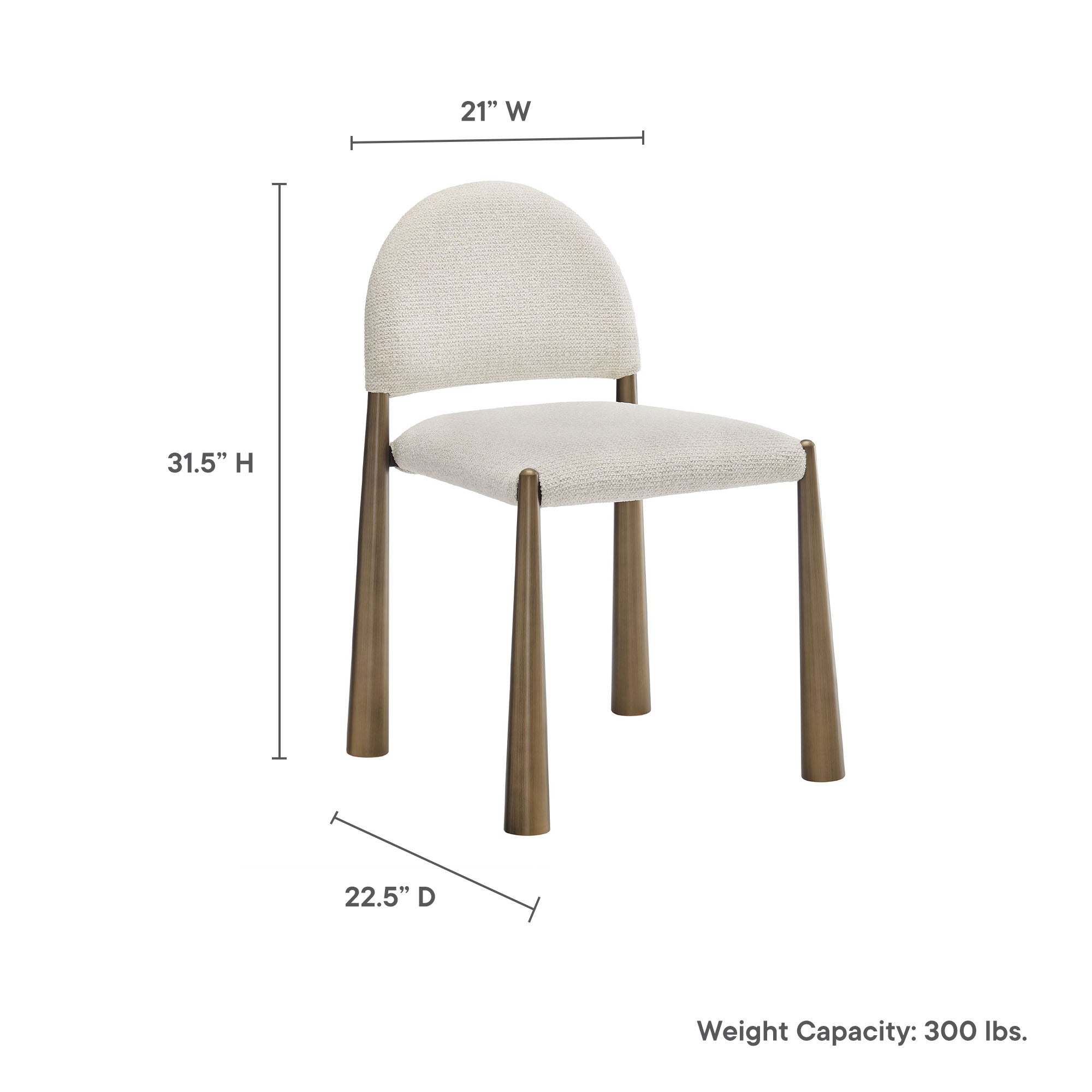 Hayley Upholstered Fabric Dining Side Chair - Brass Cream
