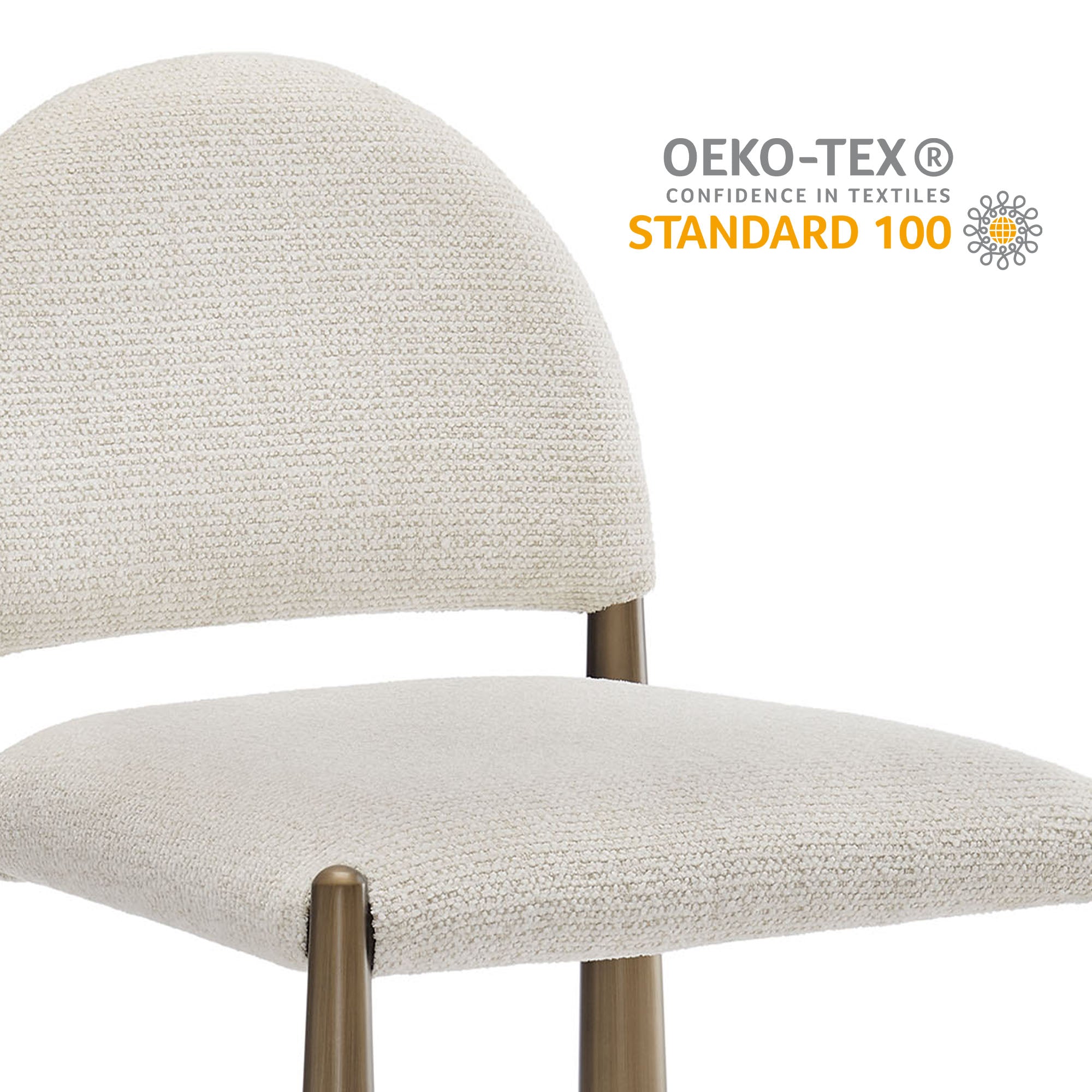 Hayley Upholstered Fabric Dining Side Chair - Brass Cream