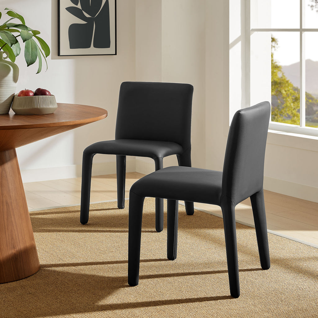 Rhodes Vegan Leather Upholstered Dining Chair - Black