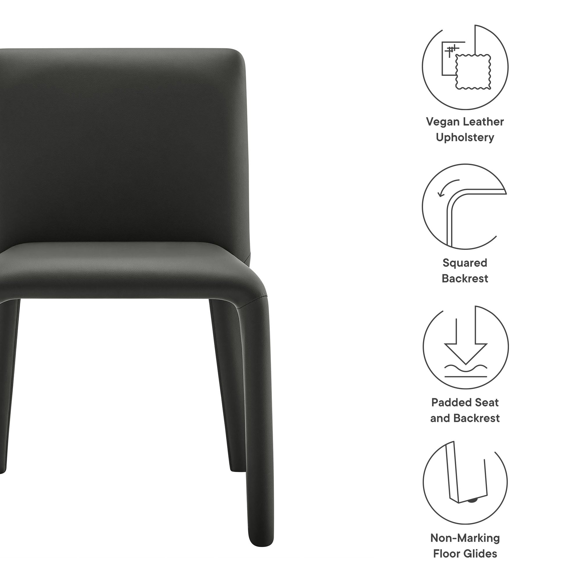Rhodes Vegan Leather Upholstered Dining Chair - Black