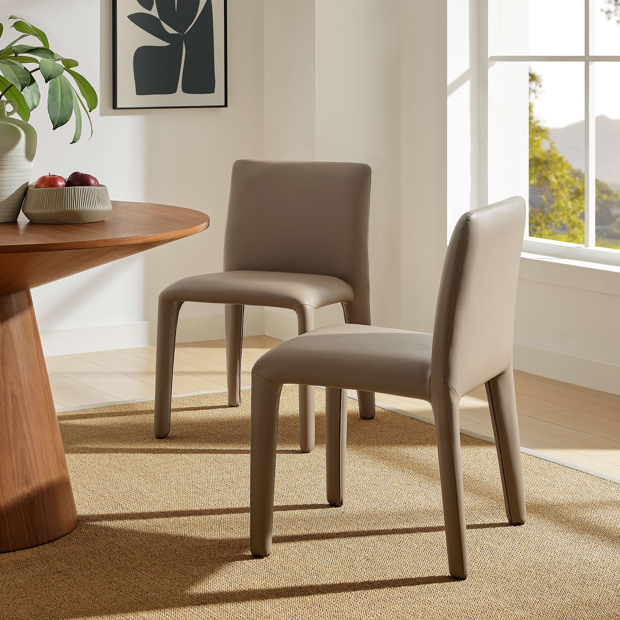 Rhodes Vegan Leather Upholstered Dining Chair - Mushroom Brown