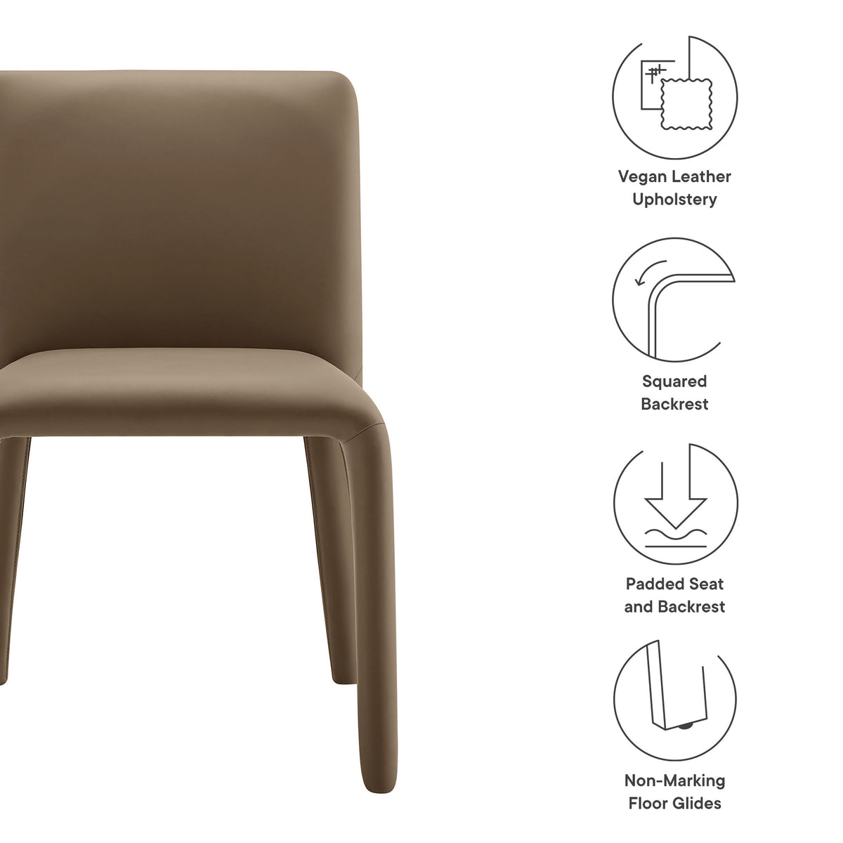 Rhodes Vegan Leather Upholstered Dining Chair - Mushroom Brown