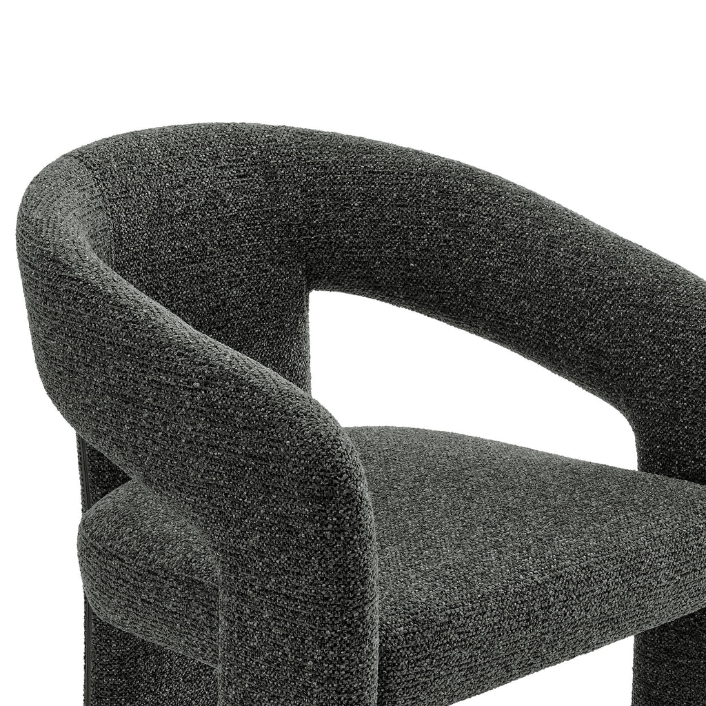 Oslo Barrel Fabric Upholstered Dining Accent Chair - Anthracite