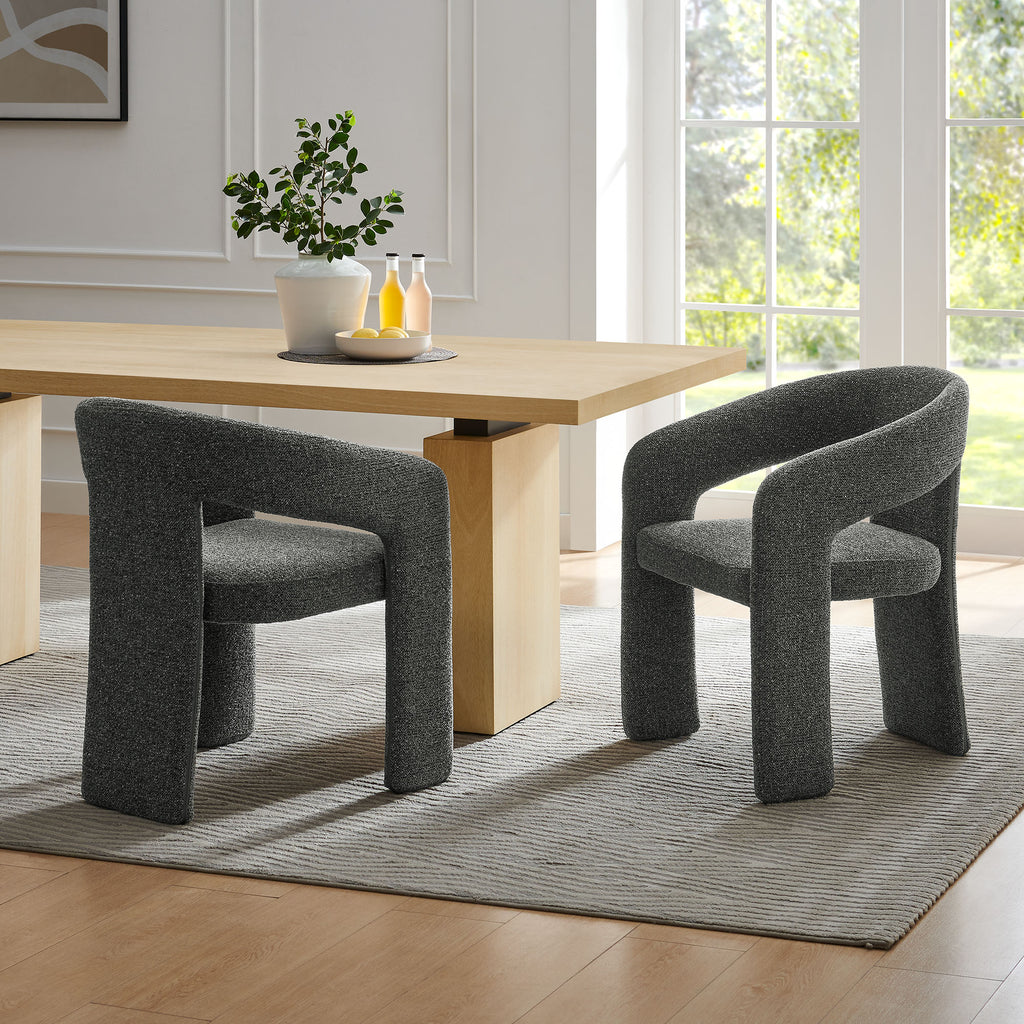 Oslo Barrel Fabric Upholstered Dining Accent Chair - Anthracite