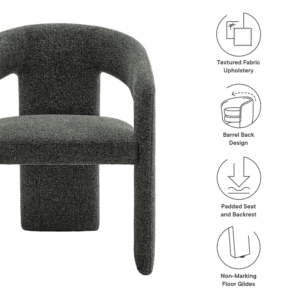 Oslo Barrel Fabric Upholstered Dining Accent Chair - Anthracite